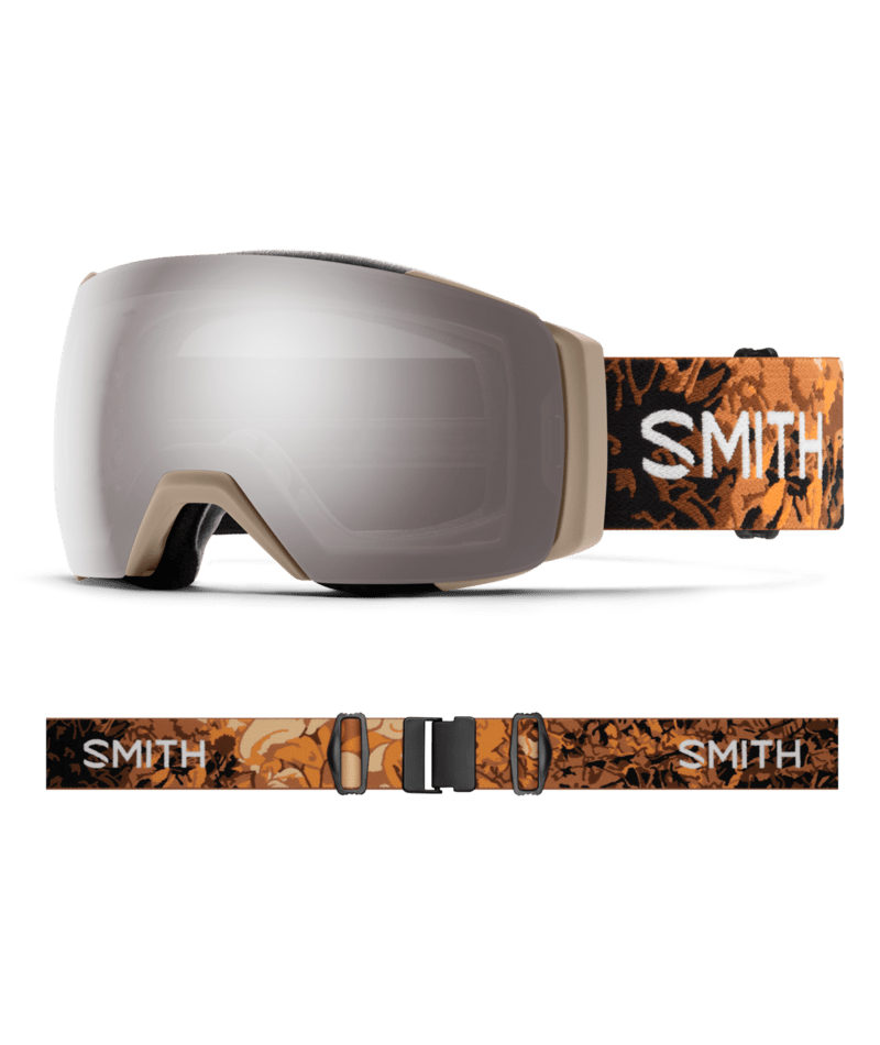Smith I/O Mag XL Low Bridge Fit Ski Goggles Classic Beige Botanist goggle with ChromaPop Sun Platinum Mirror