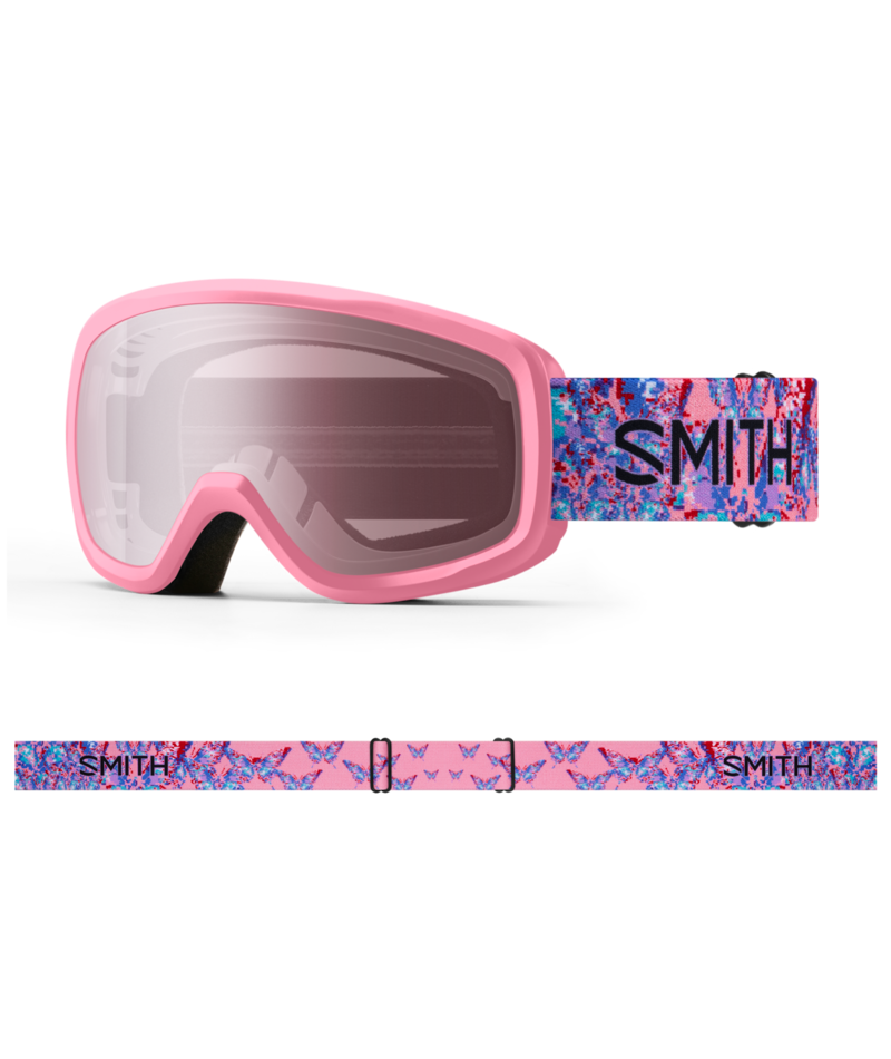 Smith Snowday Snow Goggles Bright Pink LoFi Butterfly goeele with Ignitor Mirror lenses