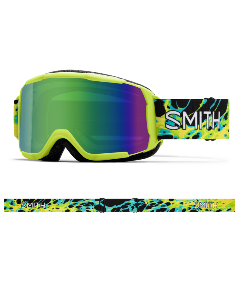 Smith Daredevil Snow Goggles Electric Lime Slime goggle with Green Sol-X Mirror lenses