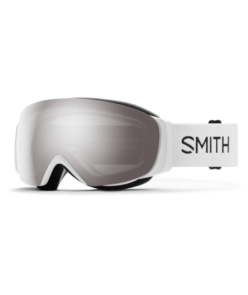 Smith I/O Mag S Low Bridge Fit Ski Goggles White Chunky Knit goggle with ChromaPop Sun Platinum Mirror