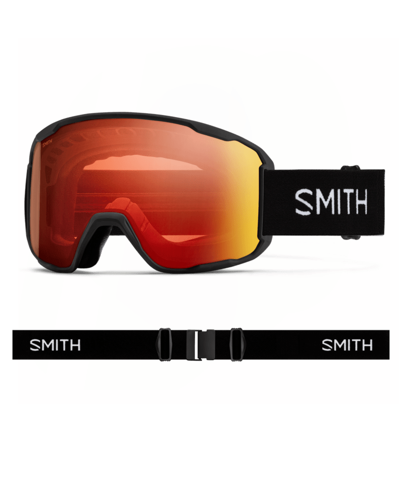 Smith Preview Ski Goggles Black goggle with ChromaPop Pro Photochromic Red Mirror
