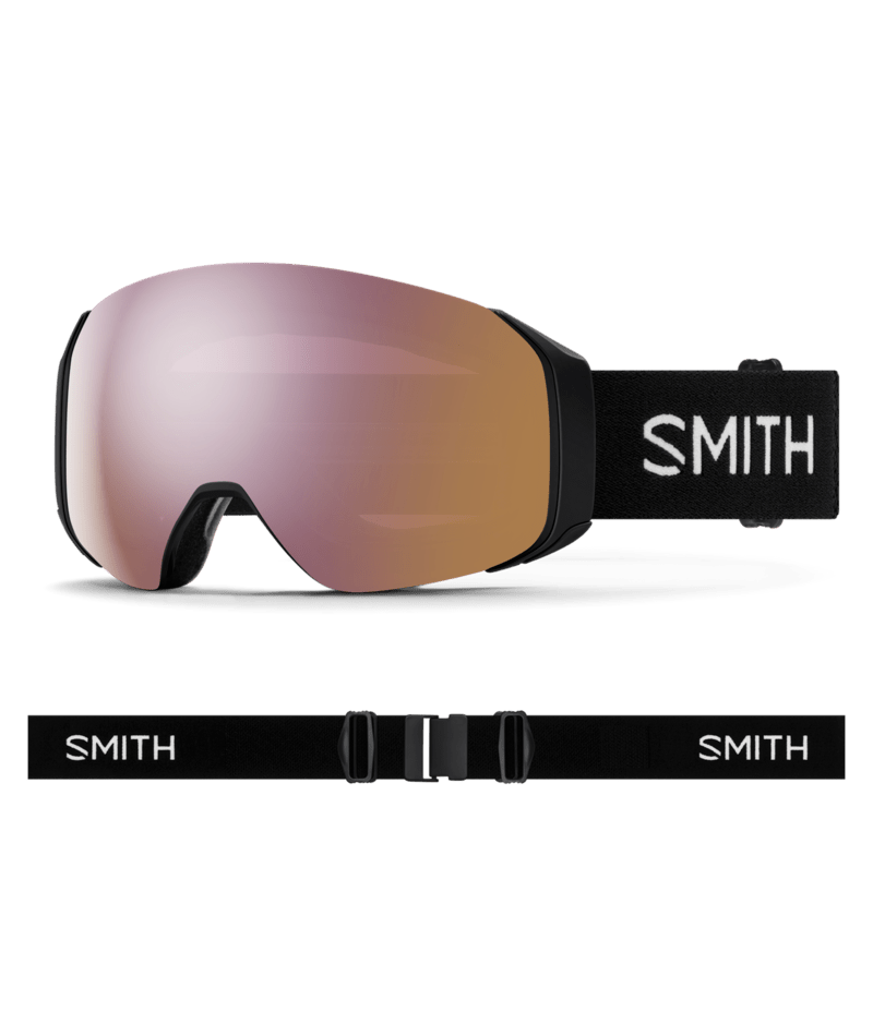 Smith 4D Mag S Ski Goggles Black goggle with ChromaPop Everyday Rose Gold Mirror