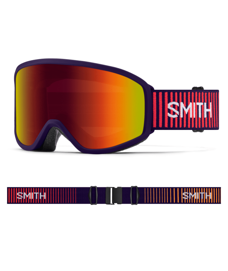 Smith Reason OTG (Over the Glasses) Snow Goggles  Deep Plum Gradient goggle with Red Sol-X Mirror lenses