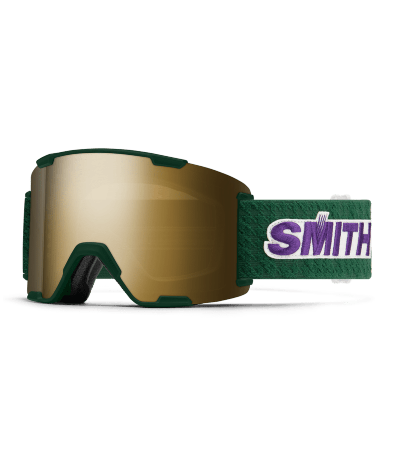 Smith Stash XL Low Bridge Fit Goggles Evergreen Retro Classic goggle with ChromaPop Sun Black Gold Mirror