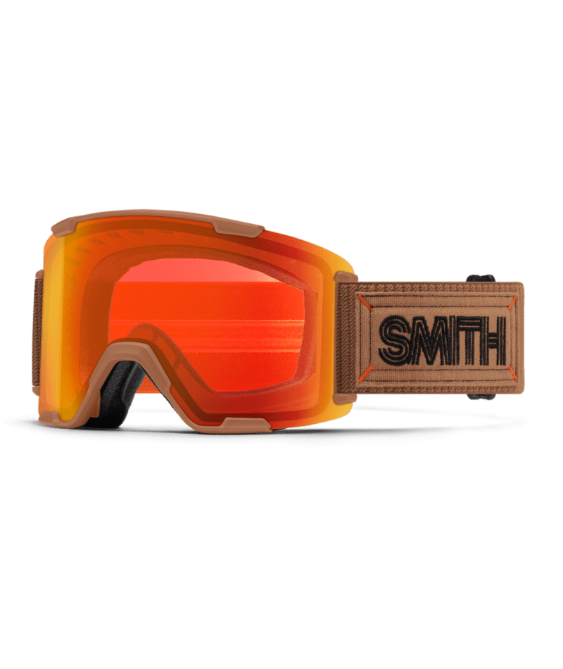 Smith Stash XL Low Bridge Fit Goggles Camel Warm Steel goggle with ChromaPop Everyday Red Mirror 