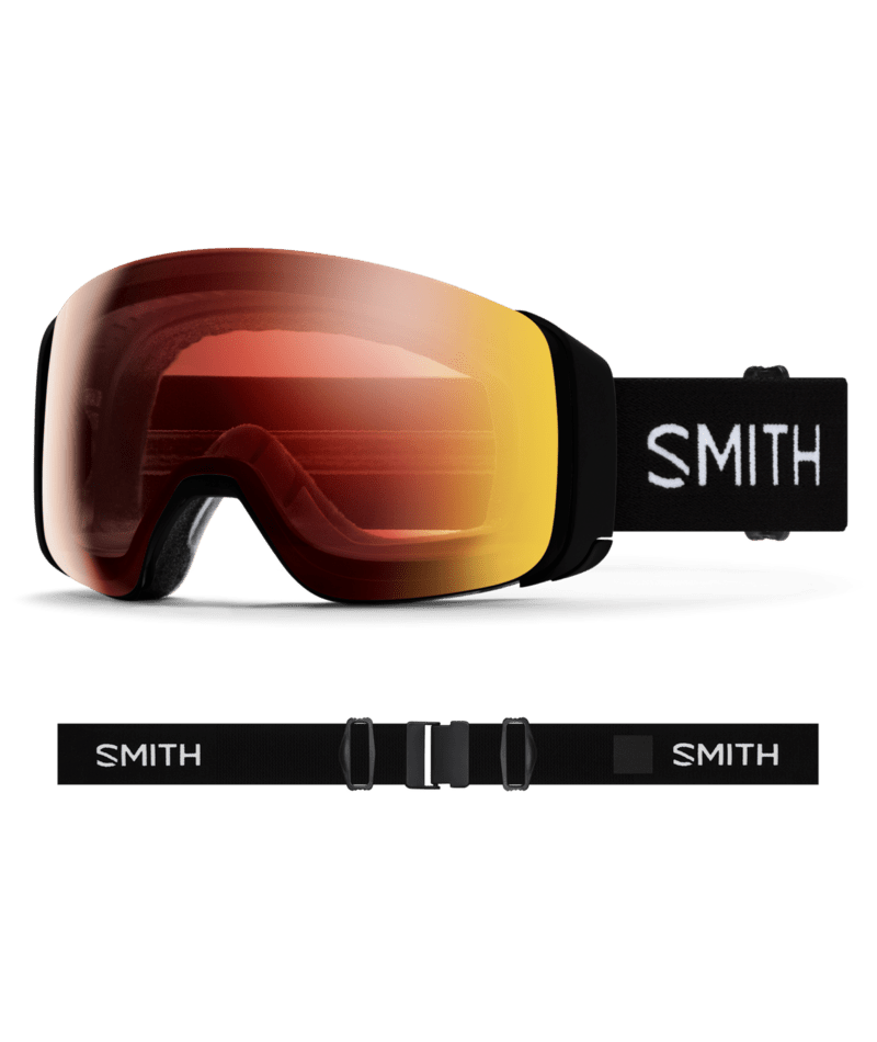 Smith 4D Mag Ski Goggles Black goggle with ChromaPop Pro Photochromic Red Mirror