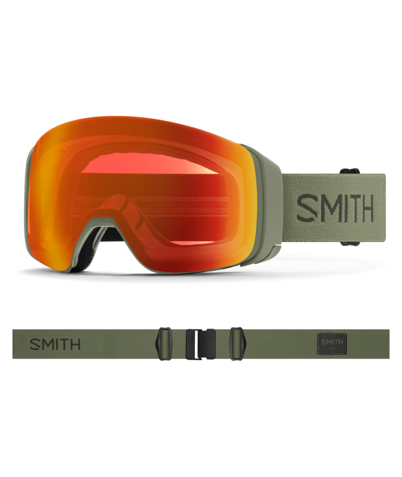 Smith 4D Mag Ski Goggles Fatigue Green goggle with ChromaPop Everyday Red Mirror