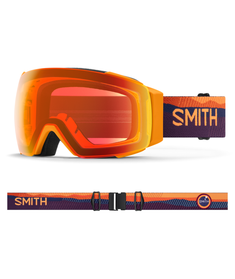 Smith I/O Mag Ski Goggles Electric Orange Sunrise goggle with ChromaPop Everyday Red Mirror