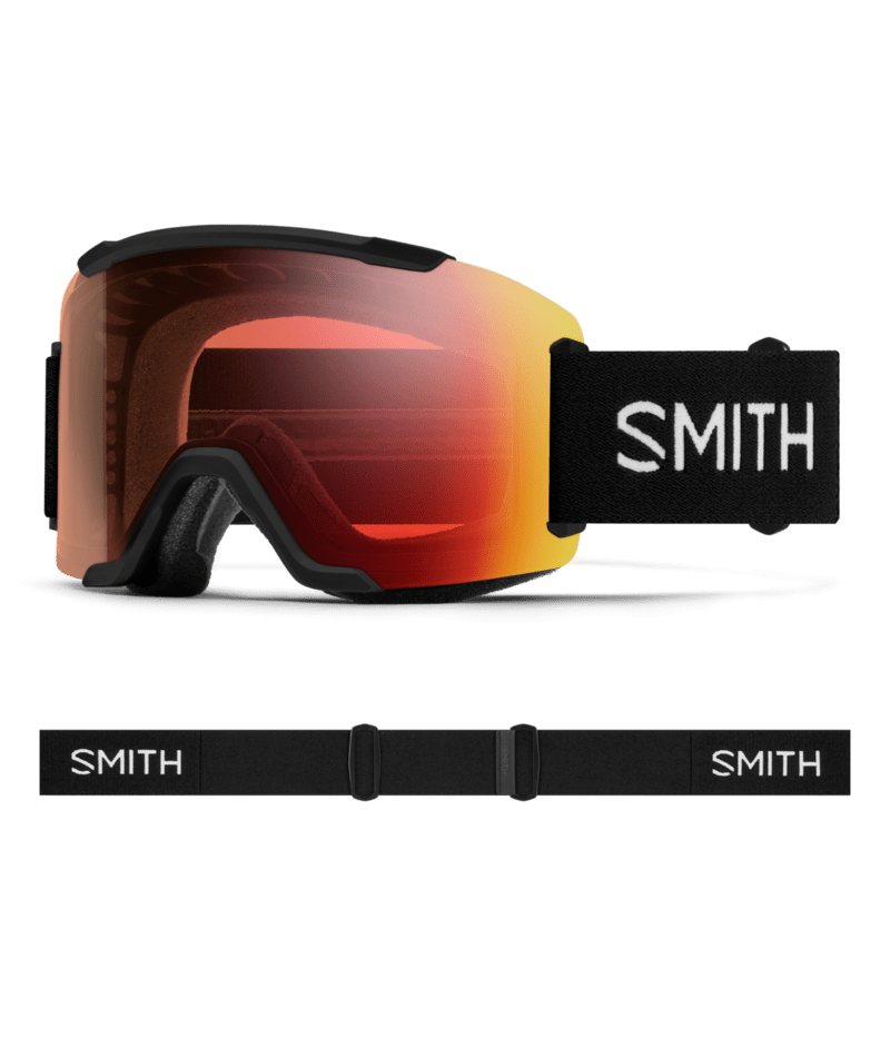Smith Squad Goggles Black goggle with ChromaPop Pro Photochromic Red Mirror 