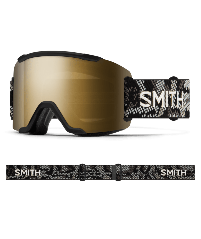 Smith Squad Goggles Black Snakeskin goggle with ChromaPop Sun Black Gold Mirror