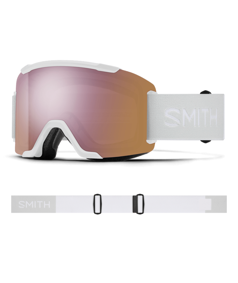 Smith Squad Goggles White Vapor goggle with ChromaPop Everyday Rose Gold Mirror