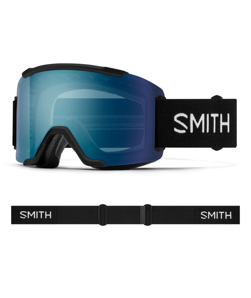 Smith Squad Goggles Black goggle with ChromaPop Everyday Blue Mirror