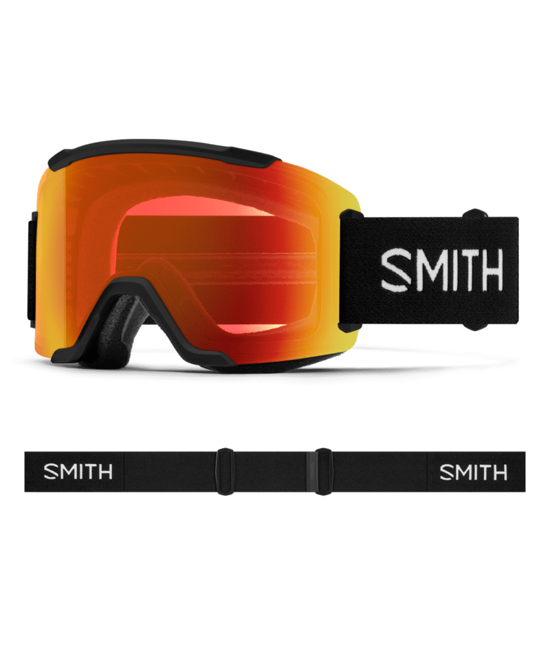 Smith Squad Goggles Black goggle with ChromaPop Everyday Red Mirror