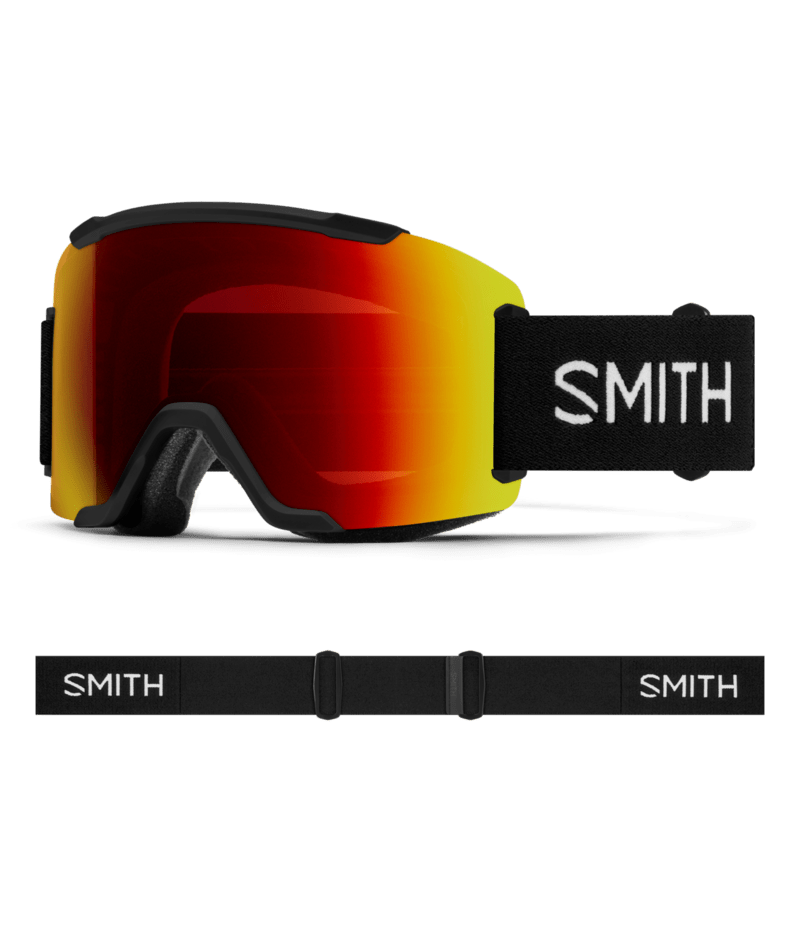Smith Squad Goggles Black goggle with ChromaPop Sun Red Mirror