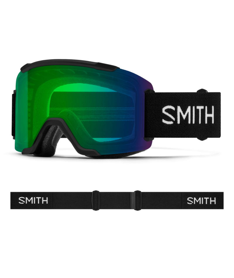 Smith Squad Goggles Black goggle with ChromaPop Everyday Green Mirror