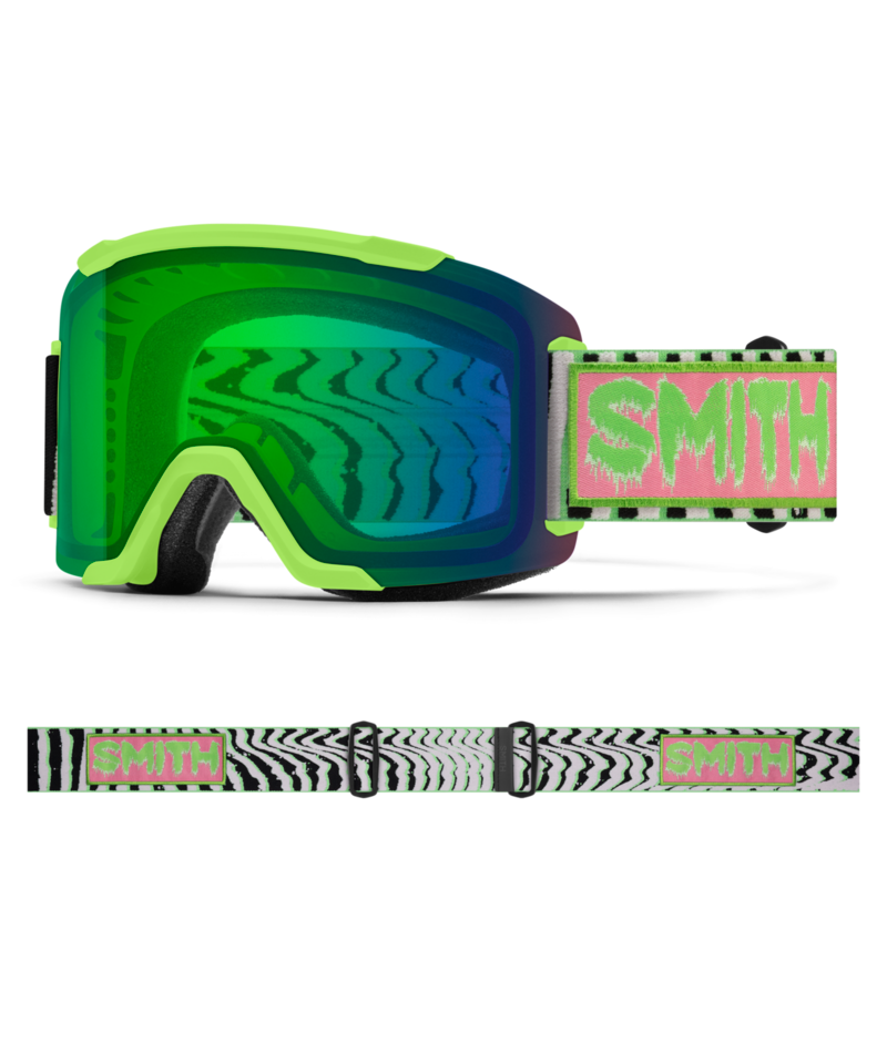 Smith Squad Goggles Slime Static Shag goggle with ChromaPop Everyday Green Mirror