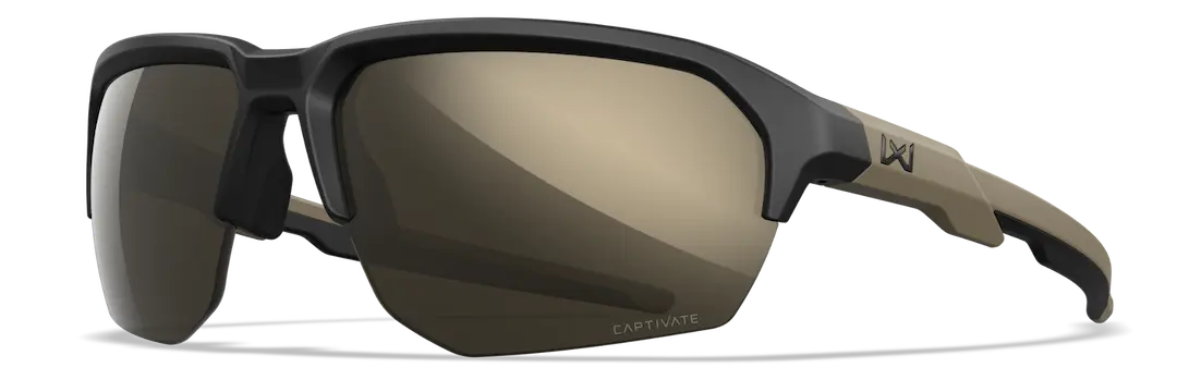 Wiley-X Jakl sunglasses in black with tan with tungsten mirror lenses