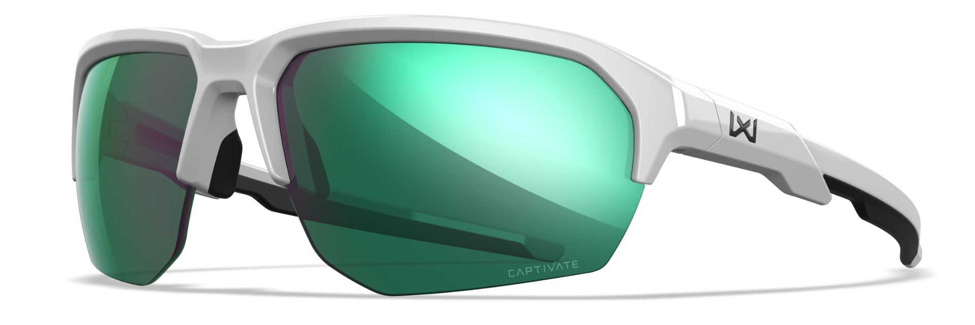 Wiley-X Jakl Polished White/Captivate Polarized Green Mirror