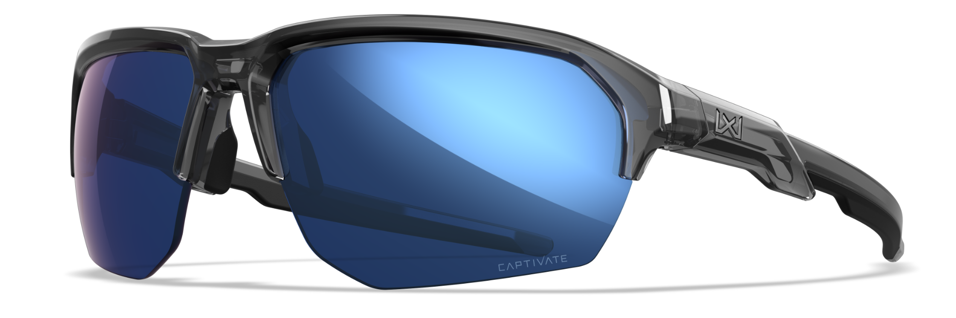 Wiley-X Jakl Gloss Crystal Gray/Captivate Polarized Blue Mirror