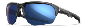 Gloss Crystal Gray frame/Captivate Polarized Blue Mirror (grey base) lenses