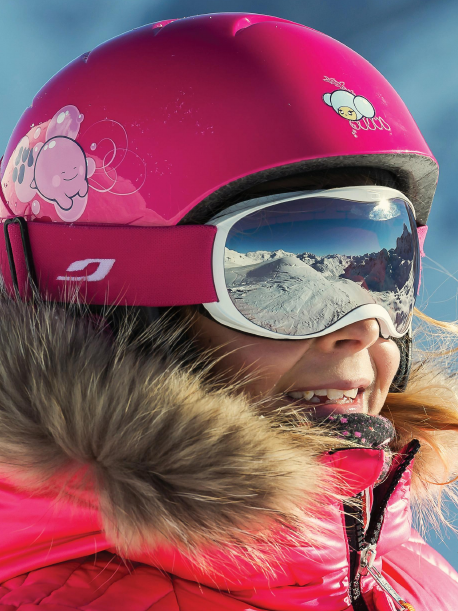 Kid wearing Julbo Atmo snow goggles