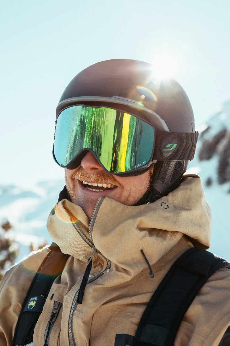 Person wearing Julbo Cyrius ski goggles