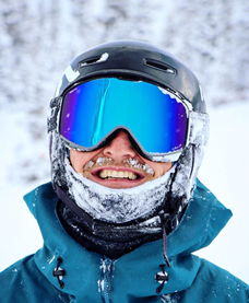 Skier wearing Julbo Cyrius goggles
