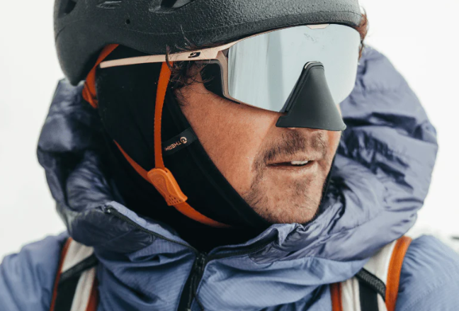 Person wearing Julbo Edge Cover sunglasses