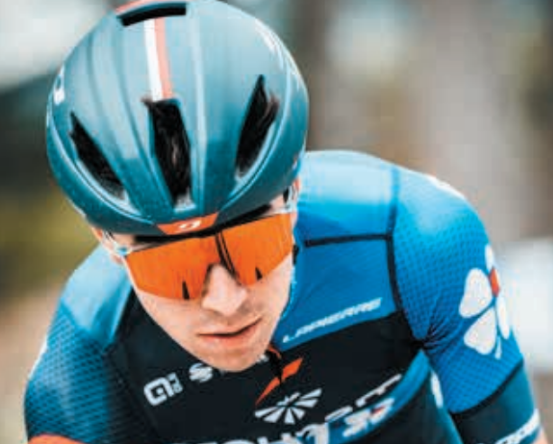 Cyclist wearing Julbo Edge sunglasses