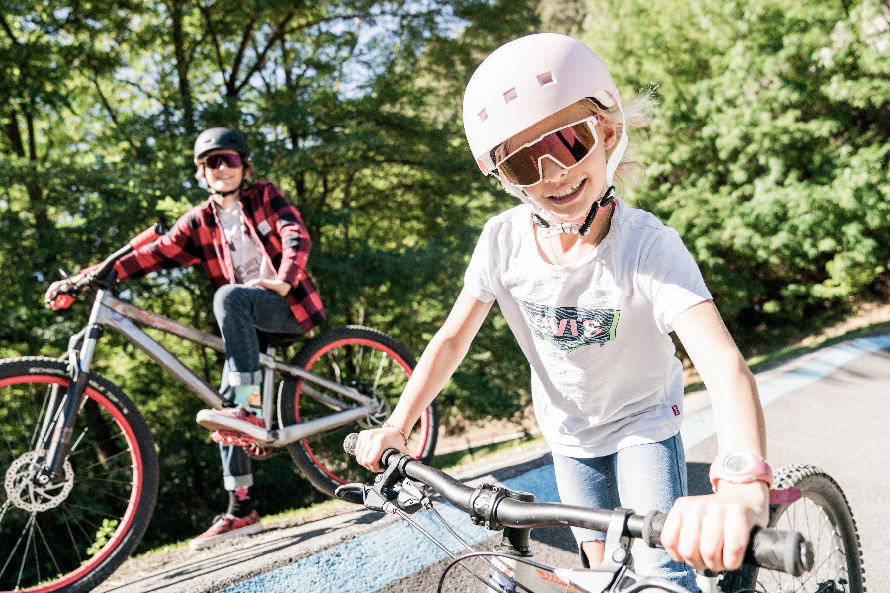 Kids wearing Julbo Fury S sunglasses