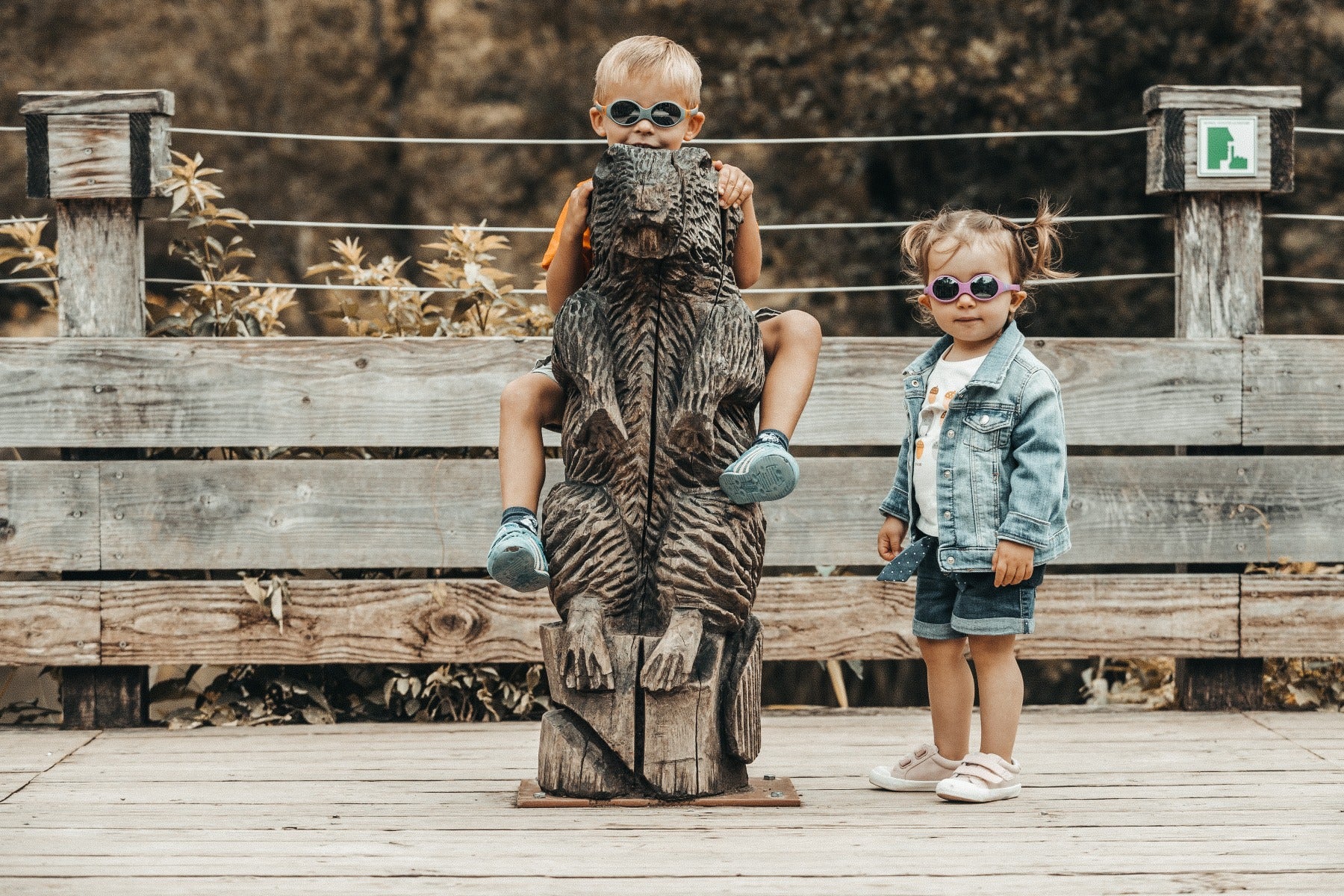 Kids wearing Julbo Loop M sunglasses