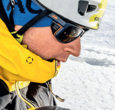 person wearing Julbo Shield sunglasses