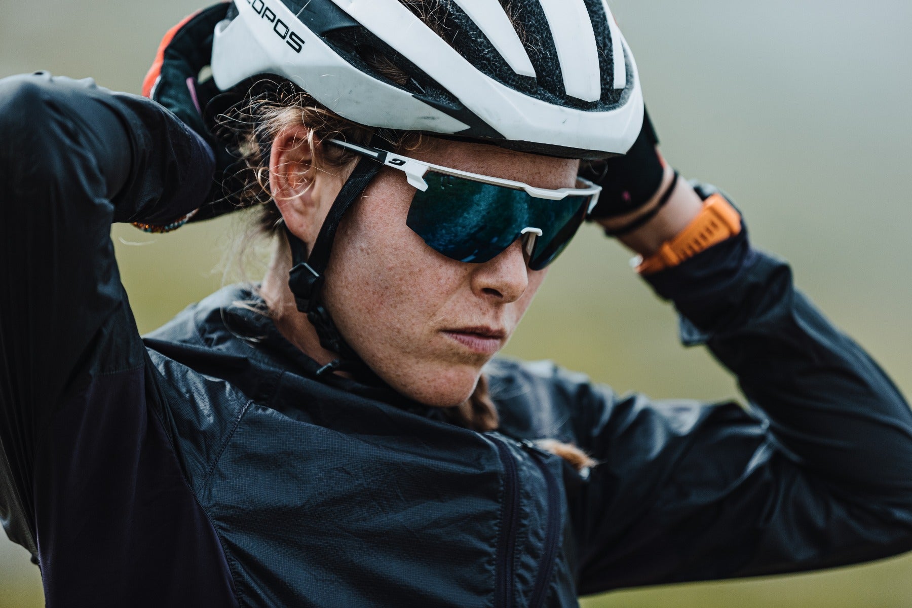 Woman wearing Julbo Ultimate sunglasses