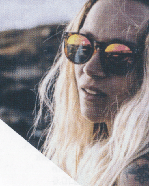 Girl wearing Ocean Lizard Wood sunglasses