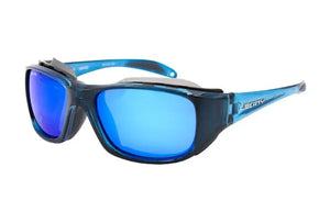 Crystal Blue frame/Aqua Mirror lenses