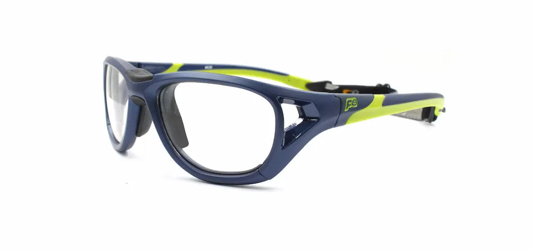 LS Rec-Specs F8 Sport Shift XL Sports Prescription Goggles Matte Navy-Green frame Clear Silver Mirror lenses