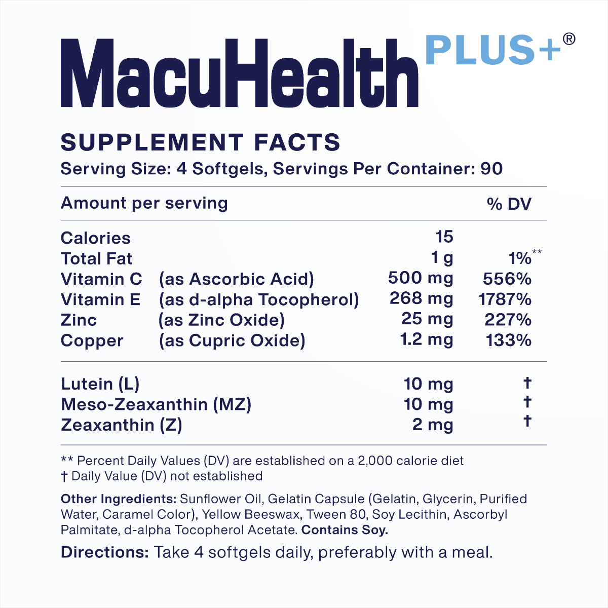 Macuhealth Plus Eye Supplements facts