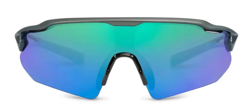 Nordik Askel sunglasses in gunmetal with dream green mirror lenses