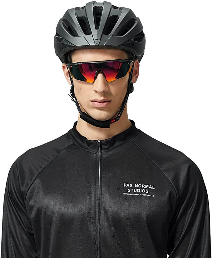 Cyclist wearing Nordik Askel sunglasses