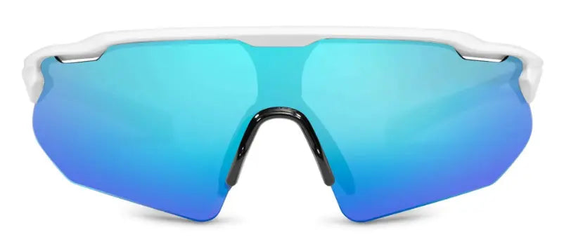 Nordik Askel sunglasses in white with blue mirror lenses