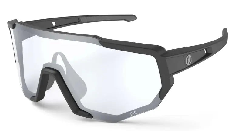 Nordik Kanon sunglasses in black with photochromic light changing lenses