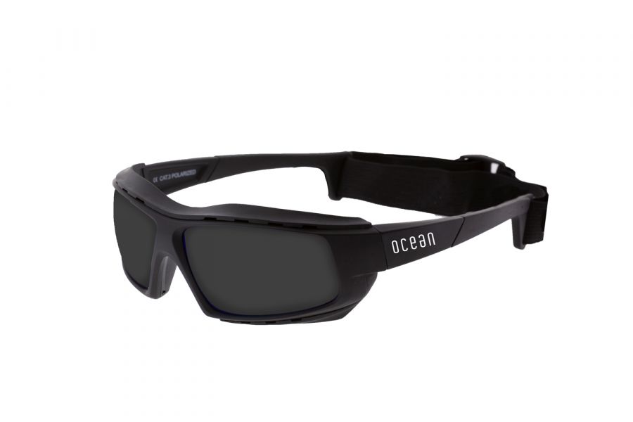Ocean Paros watersport sunglasses in black with polarized smoke