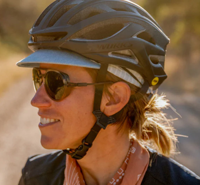 Cyclist wearing Ombraz Dolomite sunglasses
