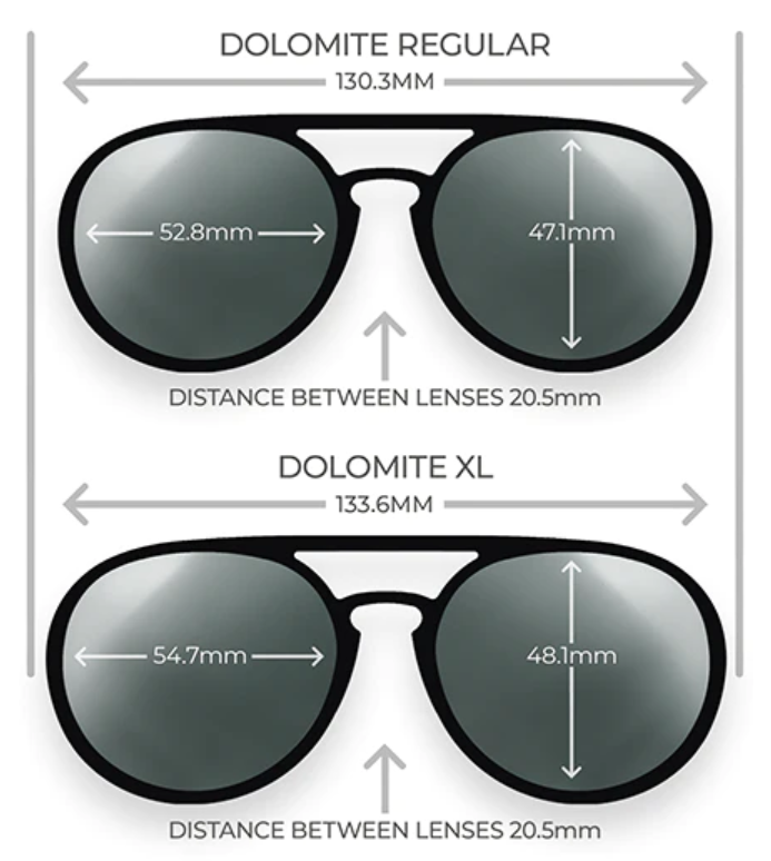 Sizing on Ombraz Dolomite sunglasses