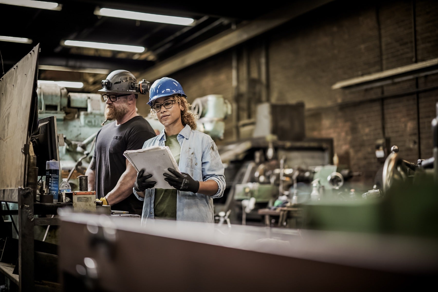 Person wearing Wiley-X Harmony safety glasses