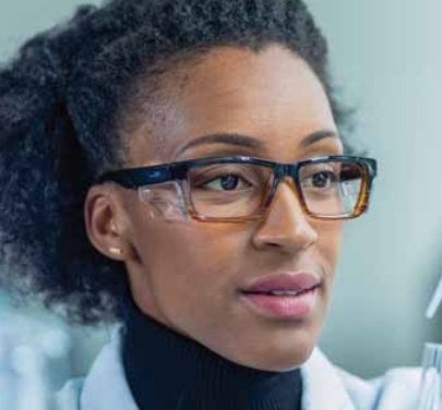 Woman wearing Wiley-X Contour safety glasses