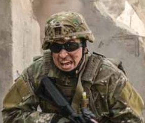 Soldier wearing Wiley-X SG-1 sunglasses