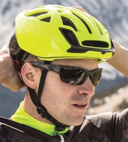 Cyclist wearing Wiley-X Valor sunglasses