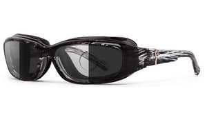 Black Stripe Tortoise  Frame with Photochromic DarkShift Lenses