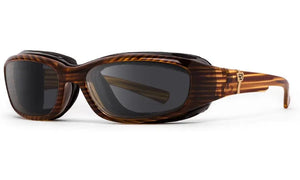 Brown Stripe Frame with Polarized Sharpview Gray PC Lenses